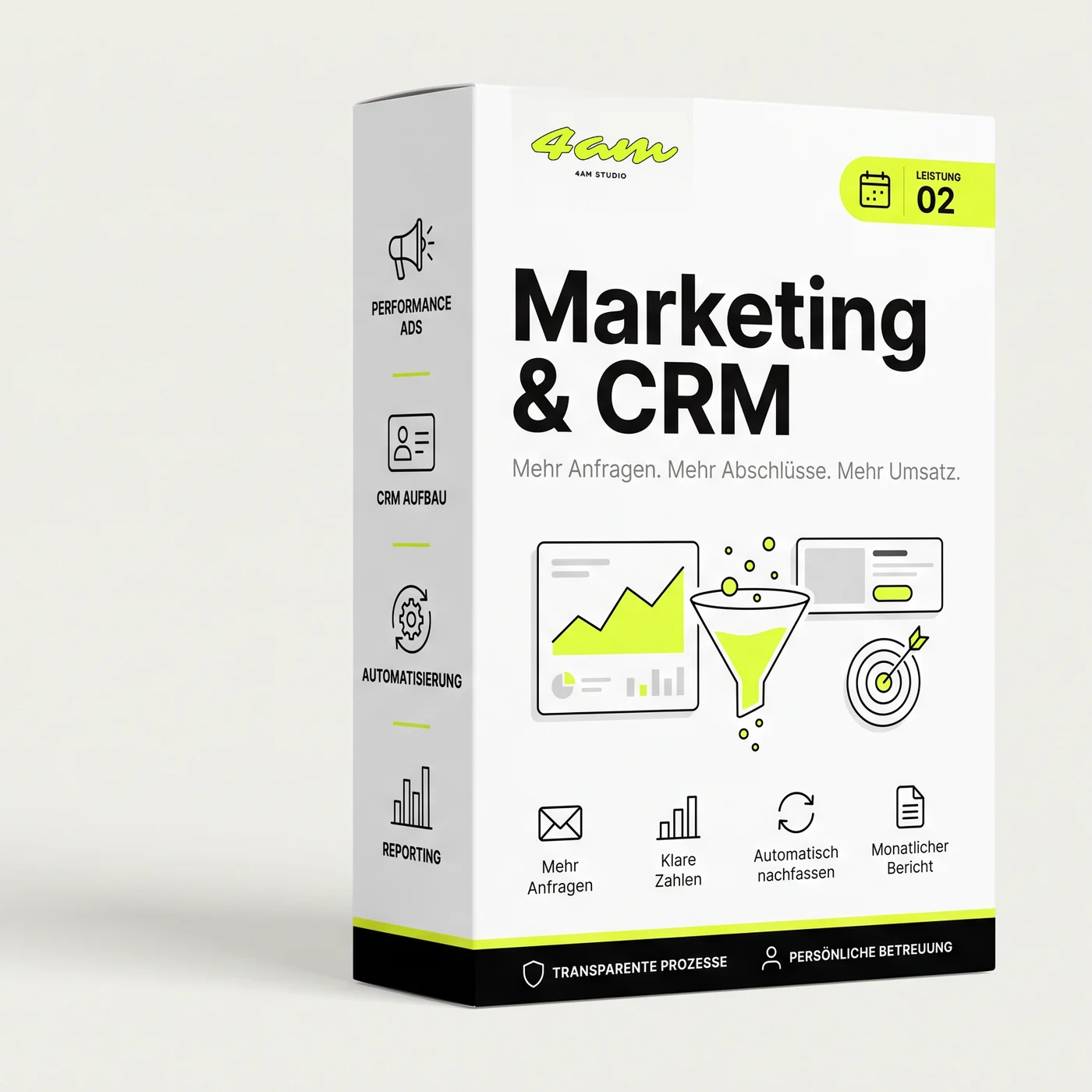 Verpackung der Leistung Marketing & CRM von 4am Studio